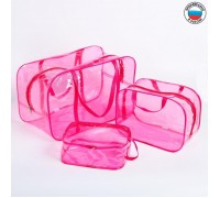 Набор сумок в роддом, 3 шт., цветной ПВХ, цвет розовый