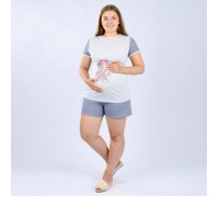Костюм женский (футболка, шорты), цвет серый, размер 44