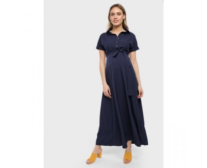 Длинное платье-рубашка для беременных и кормления «Аламанни», размер 48, цвет синий